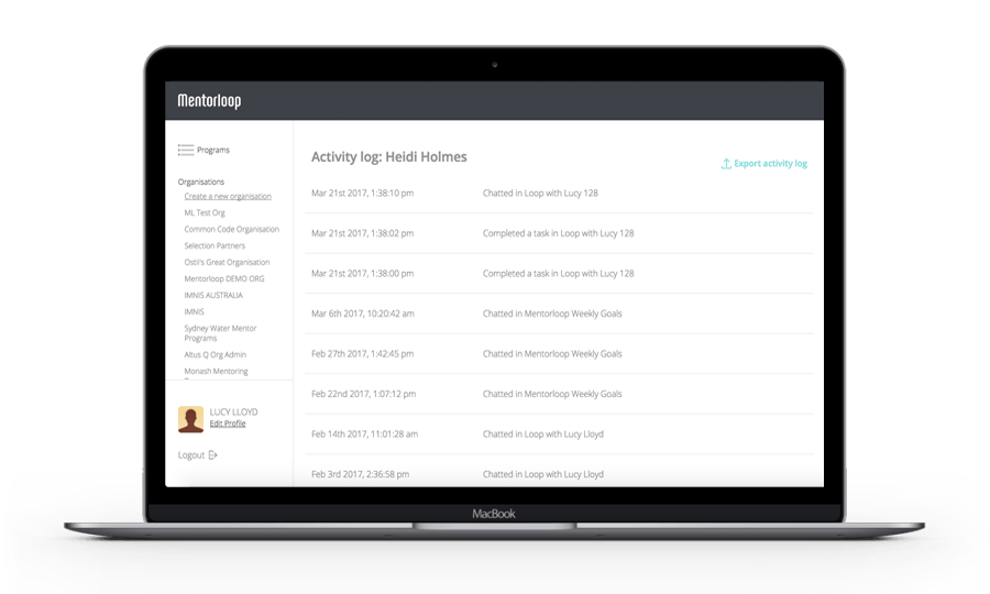 Mentoring activity log