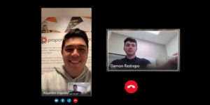 Damon and Alejandro mentoring via video chat