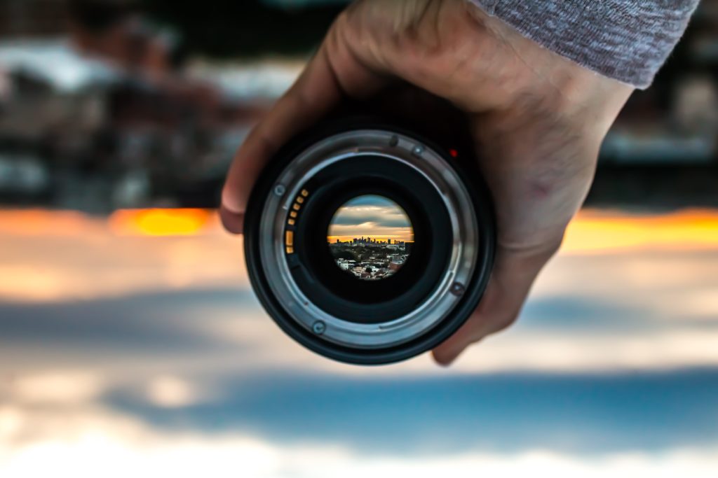 upside world through a camera lens.