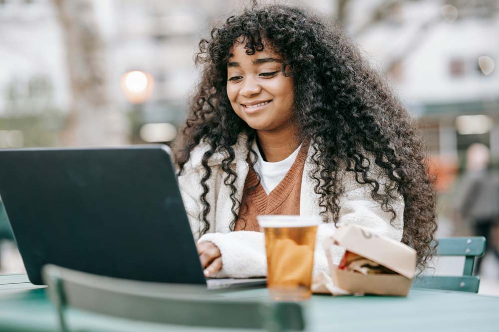 woman working remotely